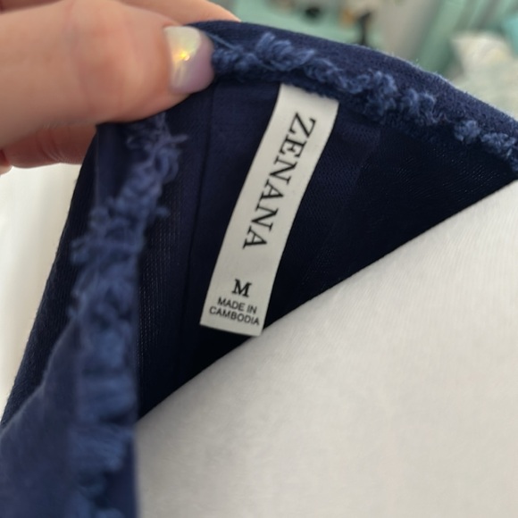 Navy blue linen tank top - Picture 3 of 3